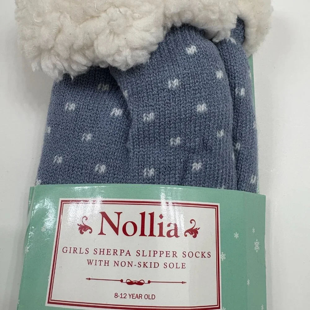 Sherpa Socks - Heavy Non-Skid- Penguin - Kids 8-12 Yrs - NWT